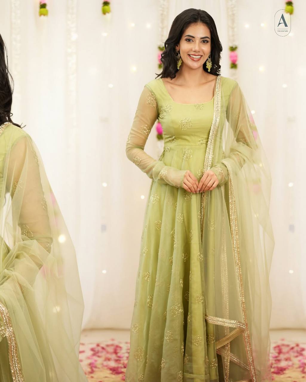 The Ethereal Sage Gilded A-Line Couture